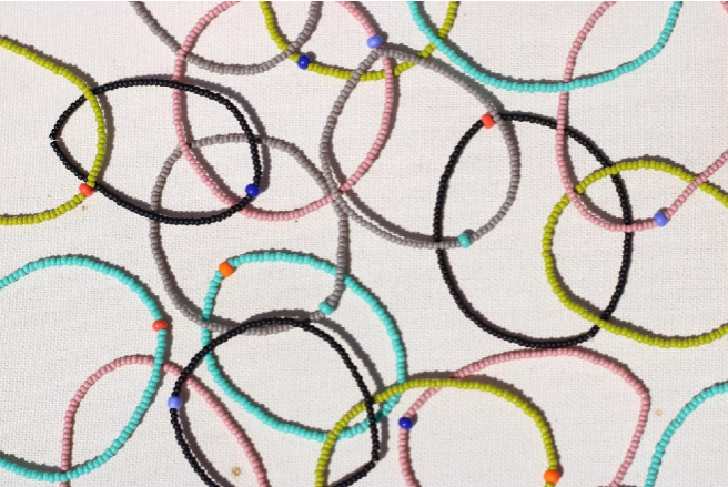 Worn and displayed in a variety of different ways, Kniseley makes bracelets in three different sizes and gender-neutral in color. 
