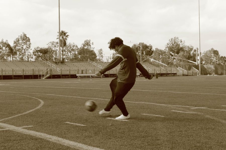 One of the top scorers on the team, junior Alonzo Torres, getting ready for the upcoming season.