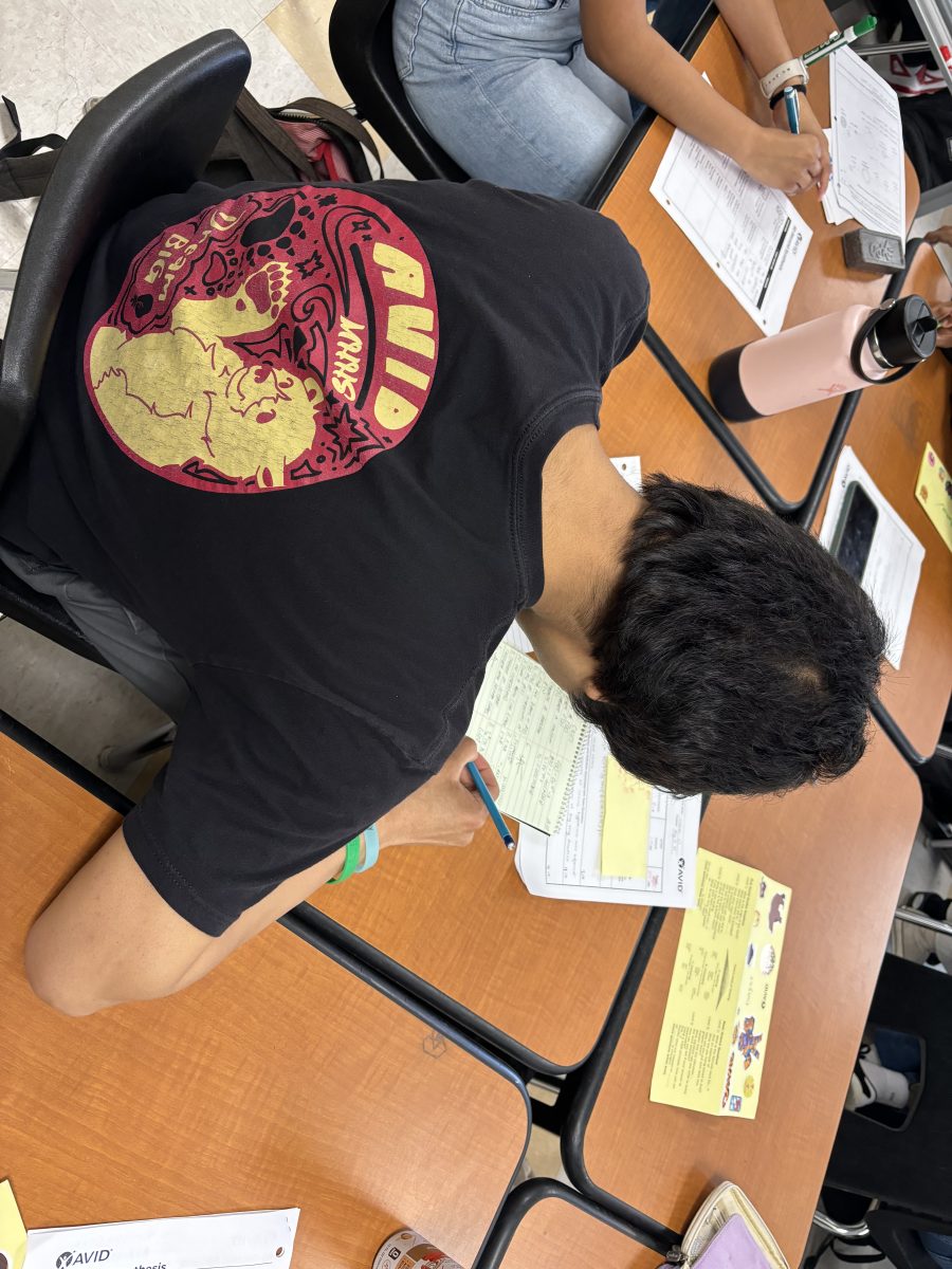 Cesar Guzman, an AP Calculus student, is working on his latest math assignment. AP Calc is hard, but the reward is worth it, as it better prepares me for college, said junior Guzman.